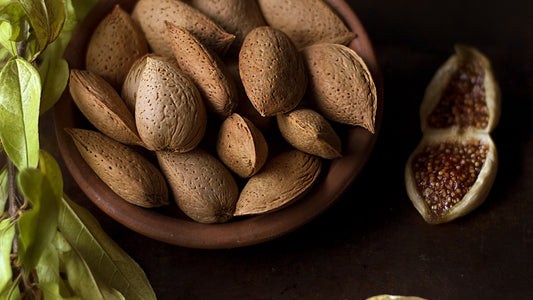 Fruit and nuts on a table for a simple snack routine
