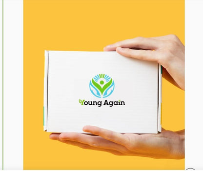 Young Again box with Yellow background