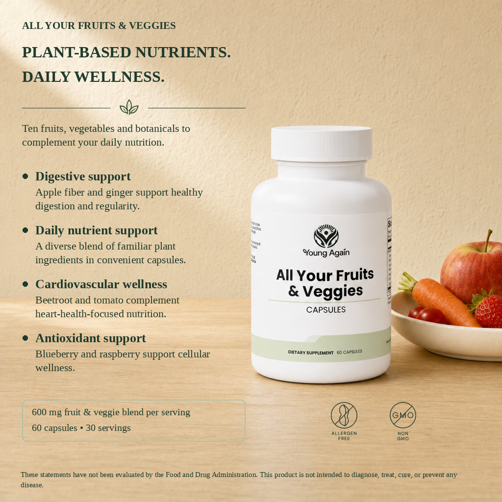 Young Again All Your Fruits and Veggies Infographic