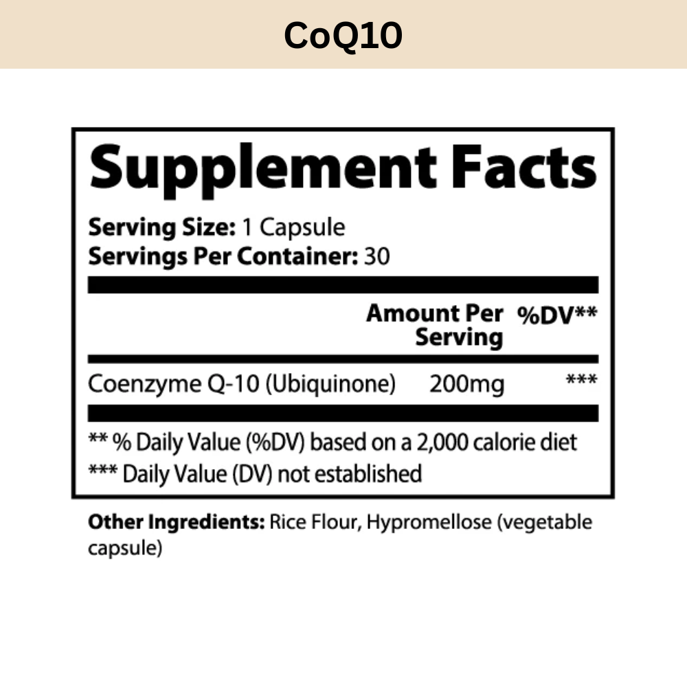 CoQ10 Supplement Facts and ingredients