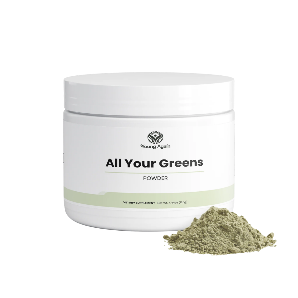 Young Again All Your Greens product, transparent background for case listing