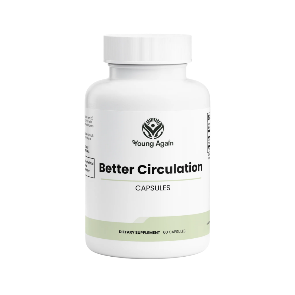 Young Again Better Circulation product, transparent background for case listing