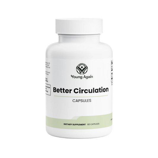 Young Again Better Circulation product, transparent background for case listing