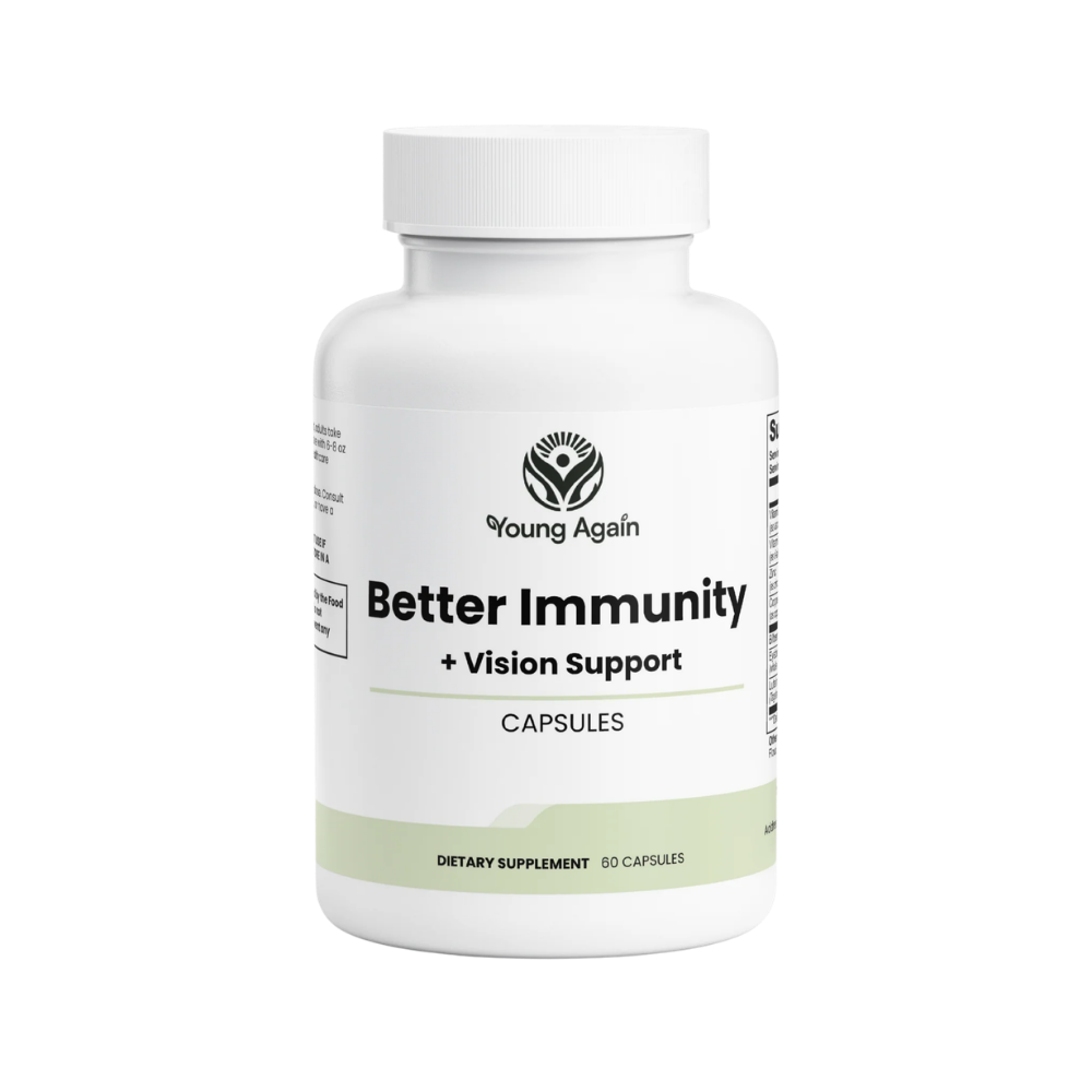Young Again Better Immunity + Vision Support product, transparent background for case listing