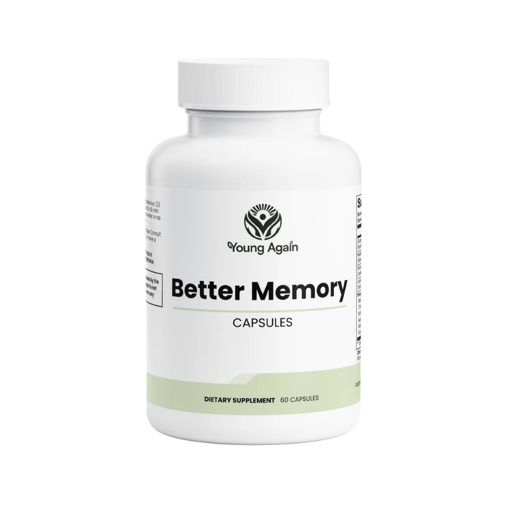 Young Again Better Memory product, transparent background for case listing