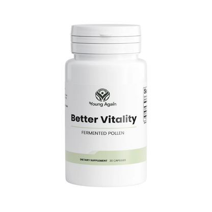 Young Again Better Vitality fermented pollen capsules, transparent product image