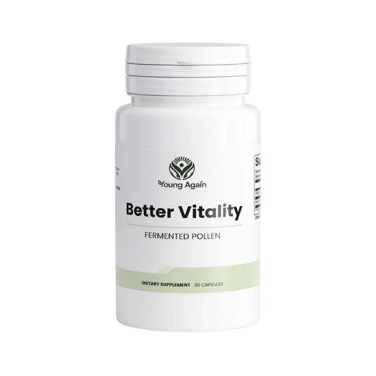 Young Again Better Vitality fermented pollen capsules, transparent product image