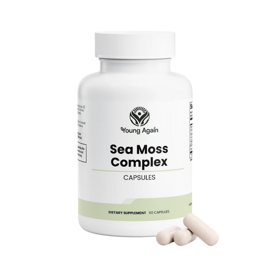 Young Again Sea Moss Complex product, transparent background for case listing